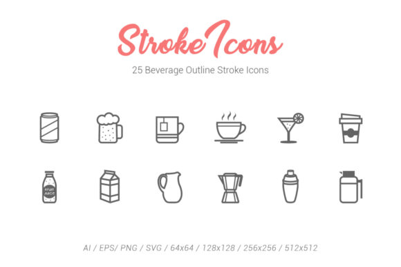 25 Beverage Outline Stroke Icons: A Comprehensive Guide for Digital Design