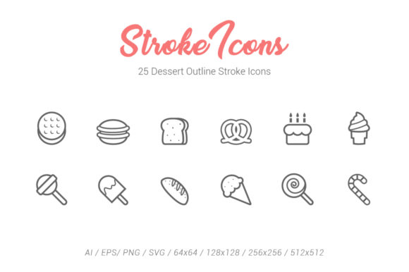25 Dessert Outline Stroke Icons: A Strategic Asset for Visual Communication