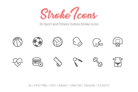 50 Sport Fitness Outline Stroke Icons: Elevating Visual Communication in Health and Wellness Design