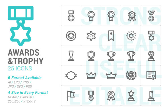 Award Trophy Strong Line Icon: A Versatile Design Asset