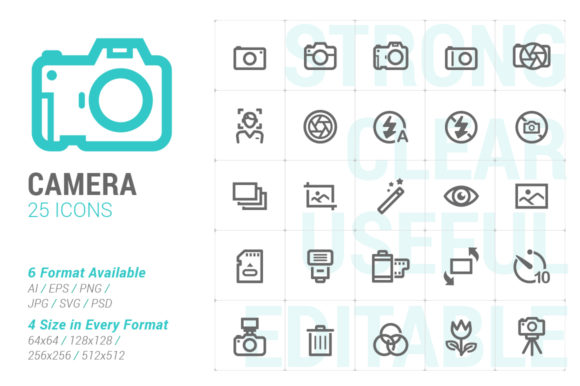 Camera and Photograph Strong Line Icon: Practical Assets for Modern Digital Design