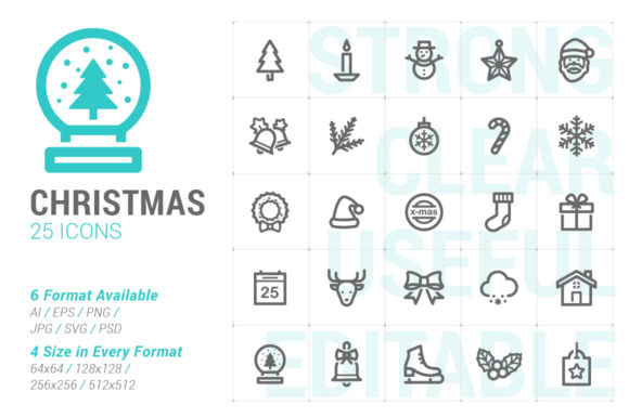 Christmas Strong Line Icon: Versatile Holiday Design Assets