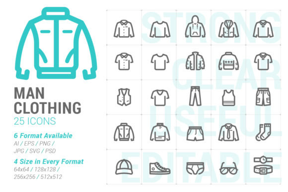 Clothing Man Strong Line Icon Guide