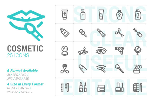 Cosmetic Strong Line Icon: Elevating Beauty Brand Visuals Through Versatile Vector Assets