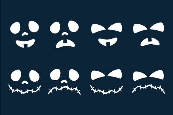Designing with a Set of Different Halloween Ghost Vectors on Dark Blue Backgrounds