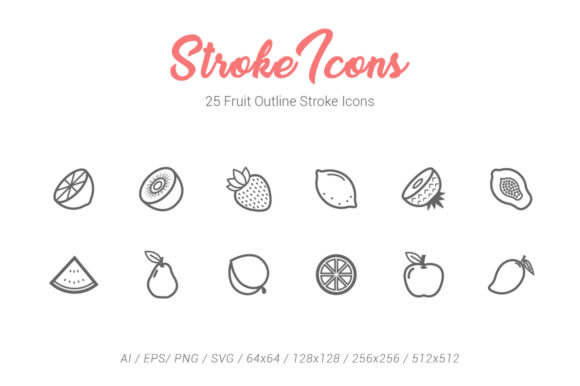 Enhancing Digital Design Projects with 25 Fruit Outline Stroke Icons