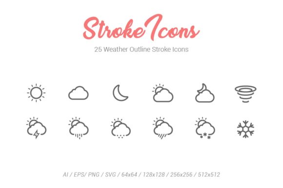 Enhancing Digital Interfaces with 25 Weather Outline Stroke Icons