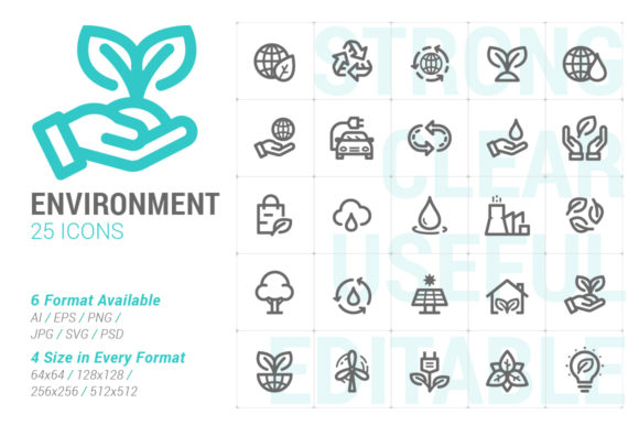 Environment Strong Line Icon: Versatile Design Assets