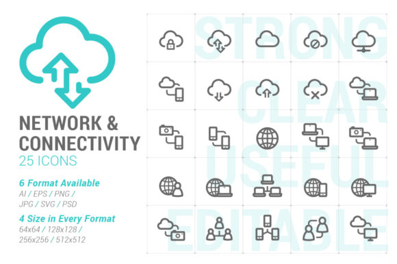 Evaluating the Network Connectivity Strong Line Icon for Digital Projects