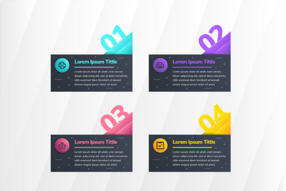 Four Step Rectangle Infographic Black: A Vector Template for Clear Data Visualization