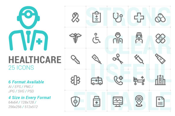 Healthcare Strong Line Icon: Technical Versatility for Modern Medical Design