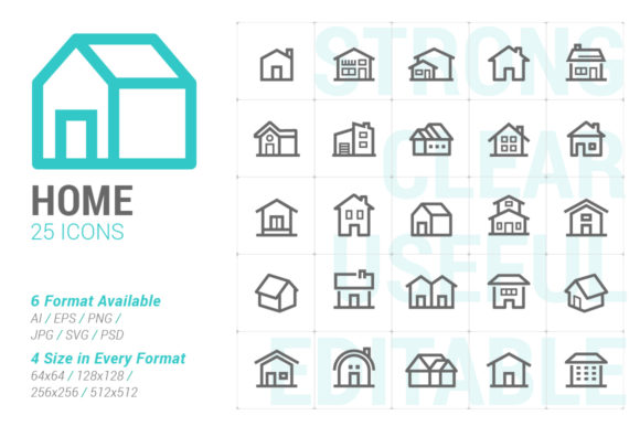 Home and Resident Strong Line Icon Guide
