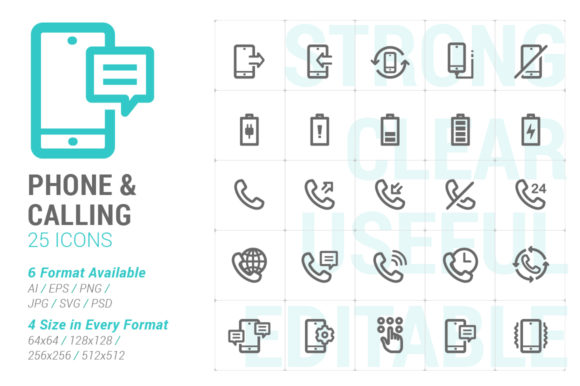 Phone Calling Strong Line Icon: Design Guide