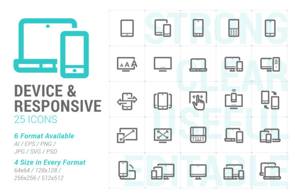 Responsive Device Strong Line Icon Essentials