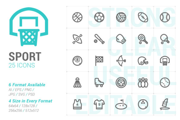 Sport Strong Line Icon: A Practical Asset for Digital Design