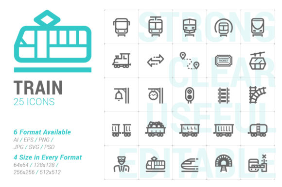 Train and Railway Strong Line Icon Design Guide