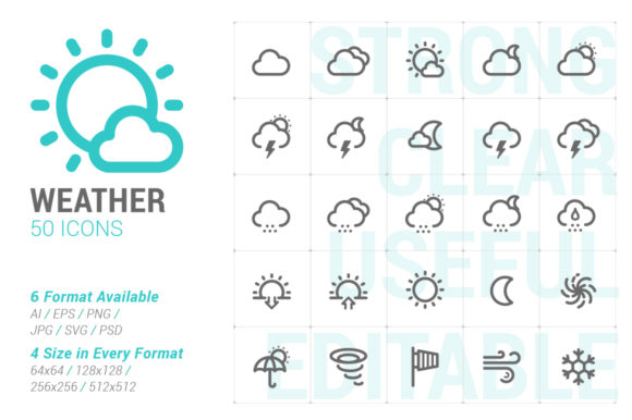 Weather and Forecast Strong Line Icon: Integrating Versatile Visual Assets into Digital Workflows
